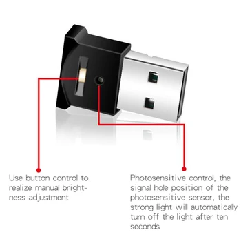 Mini USB LED Car Light Auto Interjöör Atmosfääri Kerge Dekoratiivne Lamp avariivalgustus PC Auto Värviline Valgus Auto Accessory