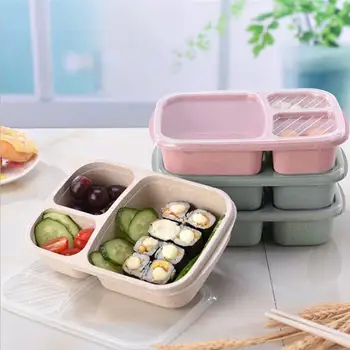 Söögi Riisikestade Lunch Box Nisu Lõhnav Õled Õpilane Ruut Võrku Ahju Mikrolaine Lõunasöögi Kast Kast Kaanega Bento N3T9