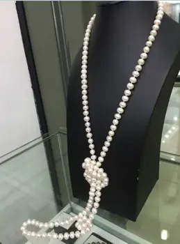 Klassikaline 9-10mm ring lõuna-mere valge pärl necklace48inch14k/20