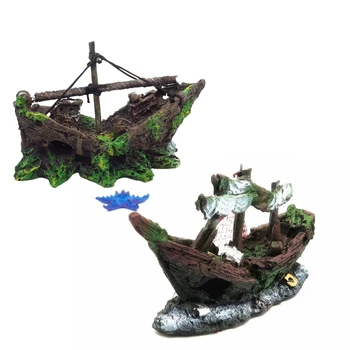Vintage Pirate Laeva Laevahukk Peavarju Kala Tank Haljastus Ornament Simulatsiooni T21C