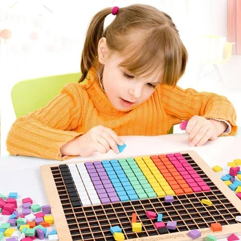 370Pcs Puidust Mosaic Puzzle Kuju Muster Plokid 8 Värvi Pixel lauamäng Varre Mänguasjad Kingitus Lastele