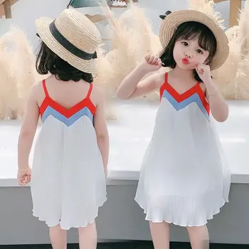 Ropa Niñas 0 1 2 3 Años Baby Girl Suvel Moe Riided Sleeveles Olkaimeton Sifonki Valge Kleit Ropa Europea Vestidos De Fiesta