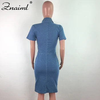 Znaiml Vintage Denim Kleit Naiste Sinised Lühikesed Varrukad Single-Breasted Pakett Hip Mini Kleit Seksikas Naiste Teksad, Kleidid Vestidos