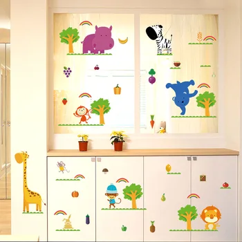 Multikas loomade maailma seina kleebised laste tuba lasteaia seina kaunistamiseks PVC EEMALDATAVAD KLEEBISED