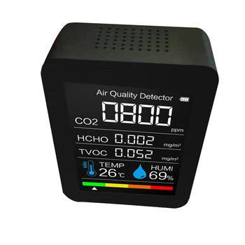 5 in1 CO2 Mõõtja Digitaalse Temperatuuri ja Niiskuse Andur Tester õhukvaliteedi Monitor Süsinikdioksiidi TVOC Formaldehüüd HCHO Detektor