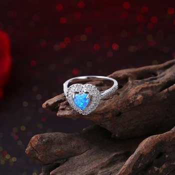 ZEMIOR Valge Kuupmeetri Tsirkooniumoksiid Ja Blue Opal Ovaalse Kujuga Rõngad Naiste Romantiline Aastapäeva Ring Mood Naiste Ehete Müük