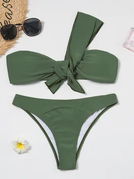 2021 UUS Micro Bikinis Naine Seksikas Ühe Õla 2 Tükki Mini Ujumistrikoo Set Lips Rannas Ujumine trikoo Boho Disainer Luksus