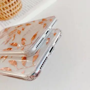 Luksus Glitter Gold Leaf Läbipaistev Case For iPhone SE 2020 8 7 Pluss X XS Max XR 11 Pro Max Fundas Coque Selge Pehme tagakaas