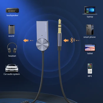 Hands-Free Bluetooth Vastuvõtja 5.0 Adapter Bluetooth autovarustusega AUX Audio 3,5 mm Pesa Stereo Muusika Juhtmeta Vastuvõtja Auto