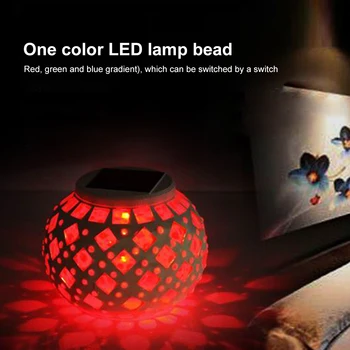 Värviga Koos Lüliti Ring Klaas Mosaiik LED Lamp Õue Home Decor Siseruumides Väljas Pool Energiasäästu Päikese Valguse Aed