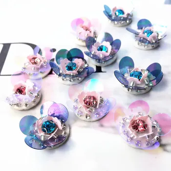 10 Tükki / Pack Roosa / Sinine DIY Väike Lilled, Käsitöö Plaaster Riie Rõivaste Helmed Dekoratiivne Lill Tarvikud