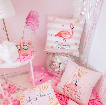 Põhja-Euroopas Väike Roosa Flamingo Padi Ins Plahvatus Auto Diivan Padi Dekoratiivne Padi, Loomade Padjapüür Almofadas
