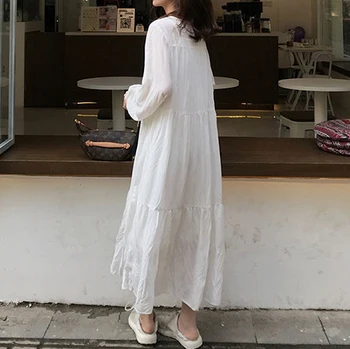 Suvel 2021 uus korea pikkade varrukatega valge kleit slim üle-põlve alasti kleit aafrika pits kleidid, naiste rõivad
