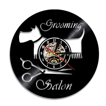 Juuksur Salon Barber Shop CD Vinüül Rekord Kella Teema DIY Eemaldatav Kunsti Vaata Kella Musta Duvar Saati Decor