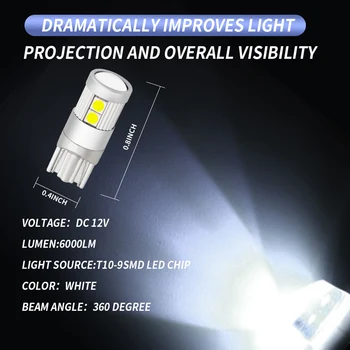2tk T10 9SMD Auto Salongi LED Tuled Säravad numbrimärgi LED-Lampide Asendamine Sibulad F-Parim