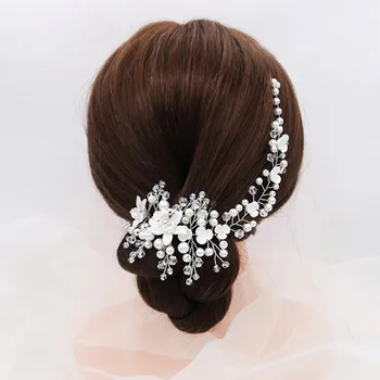 ACRDDK Vintage Käsitsi valmistatud Kunstnahast Pearl Crystal Hairband Naiste Luksus Peapael Pruudi Pulmas Headdress Juuste Aksessuaarid, SL