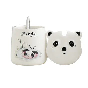 460ml Cute Cartoon Panda Kohvi Kruus Kaanega Lusikas Tüdruk Office Cup Paar Hommikusöök Piima-Cup