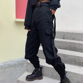 Suured Taskud Cargo Püksid Naiste Elastne Kõrge Vöökoht Lahti Streetwear Suvel Pant Kottis Taktikaline Pükste Hip-Hop Joggers Püksid