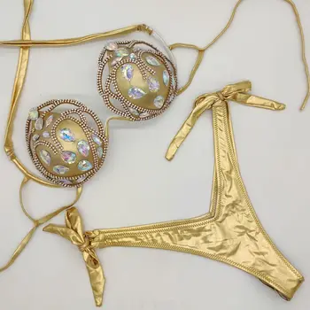 2020. Aasta Uus Õõnes Välja Kristall Teemant Bikiinid Komplekti Seksikas Naiste Push Up Avatud Sidemega Supelrõivad Aristokraatlik Paded Beach Bikinis Akyzo