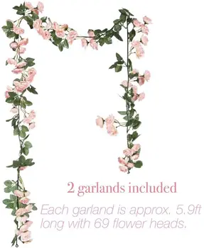 5 Pack 2.5 m Võltsitud Tõusis Viinapuu Lilled Vanik Taimede Kunstliku Lill Rippuvad Tõusis Ivy Home Hotel Pulmapidu Aed Decor Käsitöö
