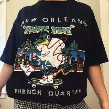 Must Cartoon Flokeerimisega 3D-Printimine Graafiline Tees Naiste American Vintage Tshirt Suvel Lühikesed Varrukad High Street Goth Esteetiline Uus