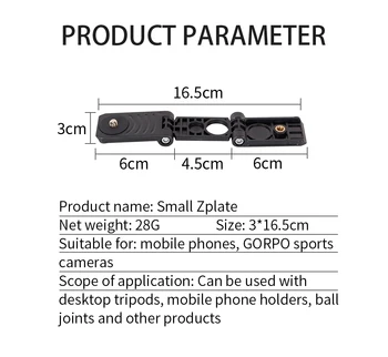 Uus 180 Kraadise Pöörde Mini Kokkupandav Z-Flex Z Tüüp Flash Bracket Kaamera Tri Quick Release Plate Kallutage Pea DSLR Mobiilne Telefon