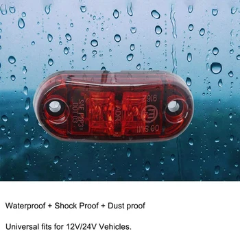 10tk Punane 2 Led Ovaalne Kliirens Haagise Auto Veoauto Pool Sm-i Saba Lamp