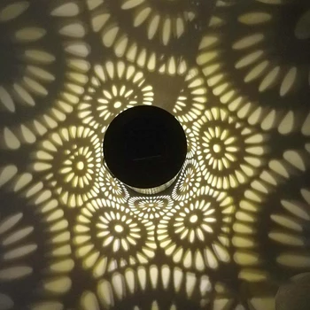 Retro LED Aia Kaunistamiseks Päikese Laterna Lamp Õõnes Sepistatud Rauast Projektsioon Aed Art Kerge Väljas Decor Hoovis Terrass