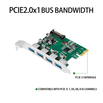 PCIe, et USB3.0 4-Port-Adapter Kaardi PCIe2.0 pikavaihdettavaa Kaardi Adapter ühildub PCI Express2.0 Standard