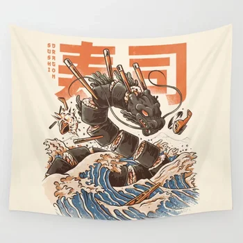 Suur Sushi Dragon Vaip Seina Riputamise Vaip Seina Vaip Psühhedeelne Tapiz Nõidus Seina Art Decor Riie