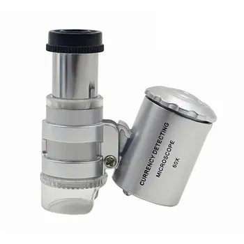 Kaasaskantav 60x Pocket Mini-Mikroskoop, Luup Kullassepp Loupes Klaasist Objektiiv, LED Valgus Raha Avastada Tester Lamp