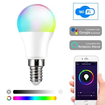 E14 WiFi Smart Lamp RGB LED Lamp RGB Muutuva Reguleeritav Taimer Pirn 10W Tööd Alexa/Google Kodu