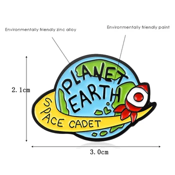 Cartoon Planeedi Space Cadet Sõle Pin-Unisex Teksariidest Jope Krae Seljakott Pääsme Uus
