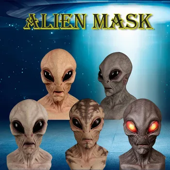 Halloween Kleit Üles Poole Cosplay Välismaalase Mask Halloween Välismaalase Mask Õudus Peakatted Ufo Rekvisiidid Maskeraad Kostüüm Rekvisiidid