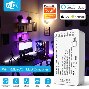 Tuya RGB + CCT Wifi Smart LED Riba, Kontroller LED Valgus Wifi Traadita Dimmer Lüliti Töötleja Toetada Alexa hääljuhtimine