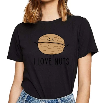 Tops T-Särk Naistele, ma armastan pähklid Mood Kohandatud Valge Naine Tshirt