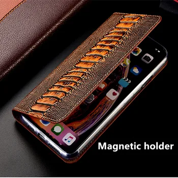 Jaanalind küünis ehtne nahk magnet telefoni puhul Meizu 17 Pro telefoni puhul Meizu 17 klapp, kaardi omaniku kabuur coque