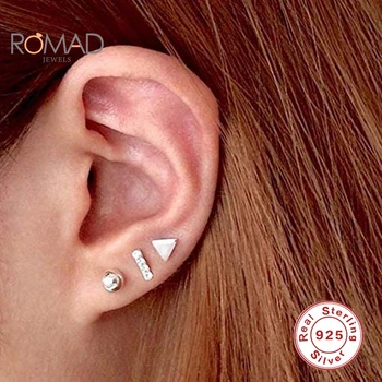 ROMAD 5/6/8mm 2021 Trend Mini Kolmnurk, Ring, Naiste Kõrvarõngad 925 Hõbedast Kõrvarõngad Naistele Augustamine Ehted Pendientes Mujer