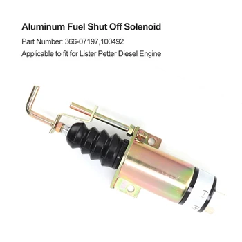 Alumiinium 12V DC Kütuse Shut Off Solenoid 366-07197 100492 Sobib Lister Petter Diisel MOOTORI Seiskamise Ventiil Sulgeda Ventiil