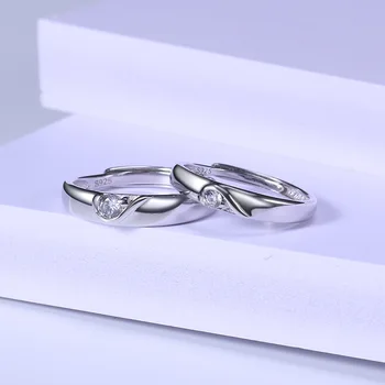 Han edition tellitud sterling silver silver ringi paarid elavad buda kloostri distsipliini teemant pulm kohal simulatsioon
