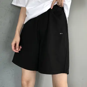 Spordi Püksid Must suur rasva lahti mm kõrge vöökoht kanda suvel uued vabaaja püksid naiste korea lai jalg püksid