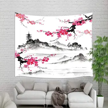 Jaapani Akvarell Kevadel Mount Fuji koos Kirsi Õied Sakura Lill Seina Vaip, Kunst Kodus Kaunistused Dorm Decor