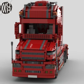 Uus punane tehnoloogia veoauto haagise blokeerida veoauto Scania t 580 assamblee laste hariduse mänguasi kingitus mudel auto