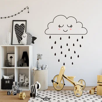 Cloud tüdruk sajab DIY kunst seina kleebis Armas lapsed laste magamistoaga kodu kaunistamiseks kleebised Seinamaaling Kleebised tapeet plakat