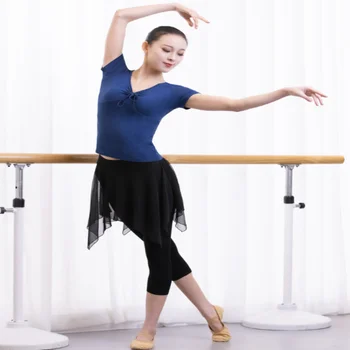 Täiskasvanud Naised, Tants Practing Kostüüm Ballett Riided Staadiumis täitmiseks Tahked Värvi Lühikesed Varrukad Skinny Stretch V-kaeluse Modal Pluus