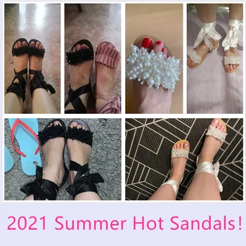 2021 Sandaalid Naistele Korter Sandaalid Pahkluu Rihm Käsitöö Beaded Eriline Naiste Kingad Beach Sandaalid Pluss Suurus 35-43