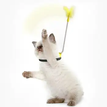 Faux Feather Cat Teaser Võlukepp Ise Lõbustas Kassipoeg Teaser Mänguasi Naljakas Kass Interaktiivne Mänguasi Peaga Paigaldatud Kevadel Kassi Mänguasi Lemmikloomatarbed