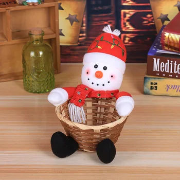 Cute Christmas Candy Ladustamise Bambusest Xmas Kingitus Omanik Korvi Kodus Töölaua Kaunistus Santa Claus Hoiukorv Kingitus Ornament