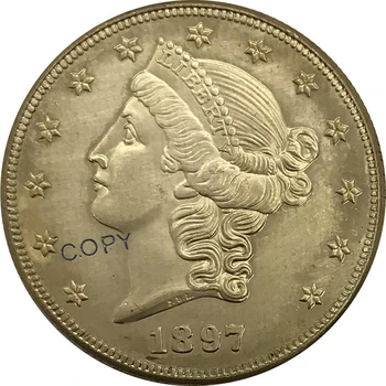 1897. aastal Ameerika Ühendriikides 20 Kakskümmend Dollarit Liberty Pea Double Eagle koos moto kuldmünt Messing Kollektsiooni Eksemplar Mündi