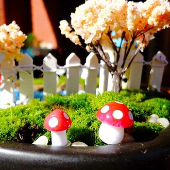 200Pcs Mini Vaht Seene Aed Ornament lillepotid Bonsai Mini Maastiku Kujundusest (Punane)